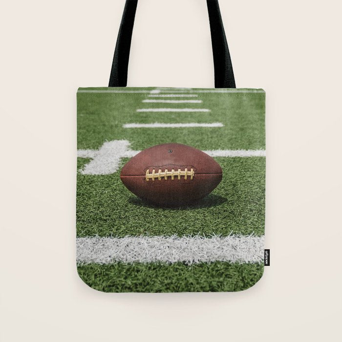 American Football Court with ball on Gras Tote Bag Gallery Image 1