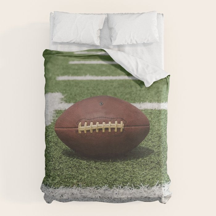 American Football Court with ball on Gras Duvet Cover Gallery Image 1