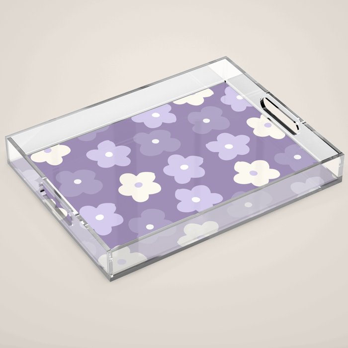 Purple Flowers Acrylic Tray Gallery Image 1