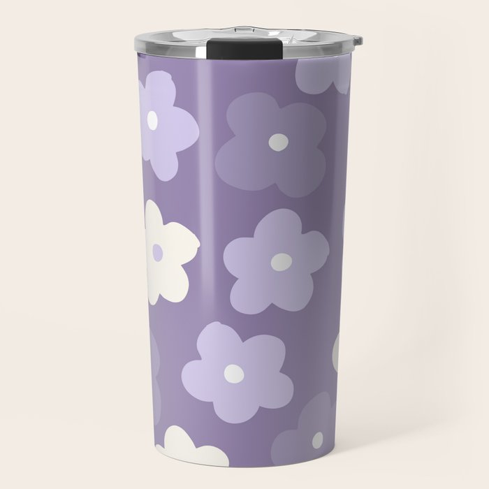 Purple Flowers Travel Mug Gallery Image 1