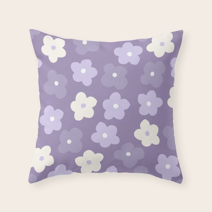 Purple Flowers Throw Pillow Gallery Image 1