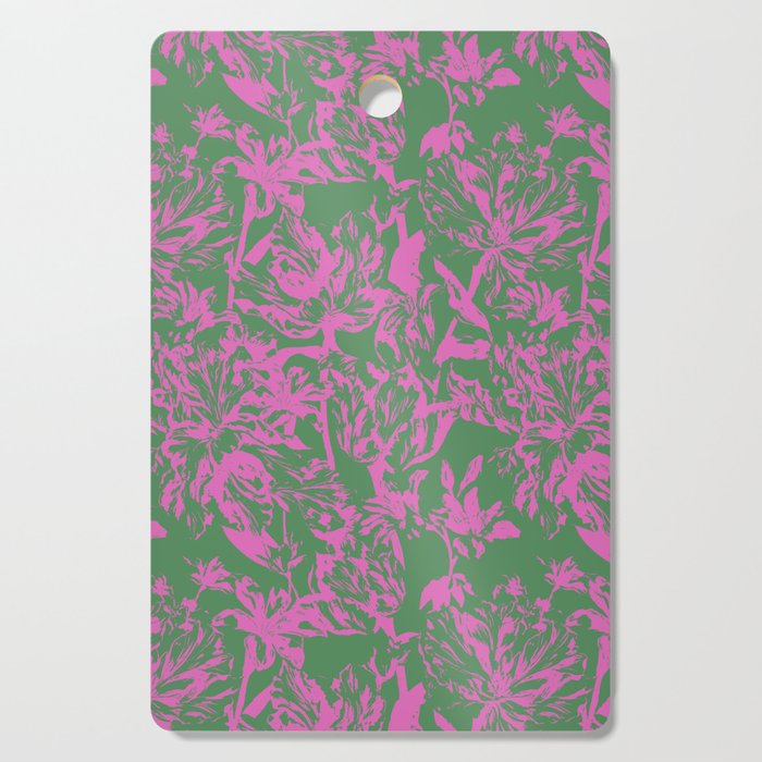 Pink petals on green Cutting Board Gallery Image 1