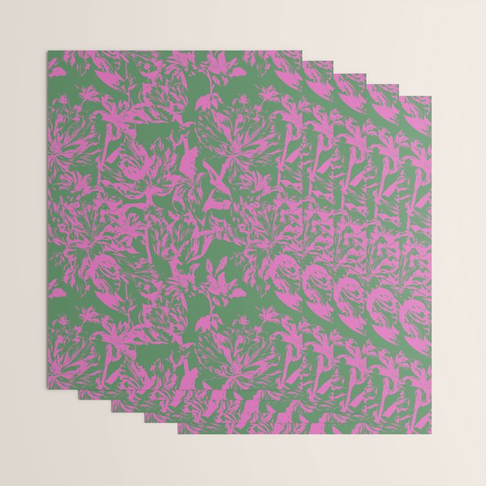 Pink petals on green Wrapping Paper Gallery Image 3