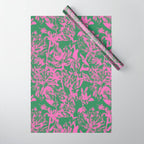 Pink petals on green Wrapping Paper Gallery Image 1