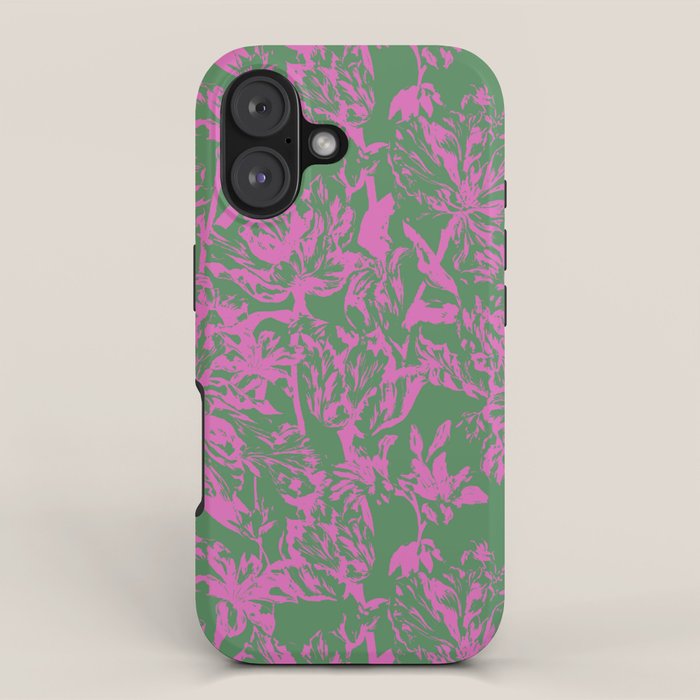 Pink petals on green iPhone Case Gallery Image 1