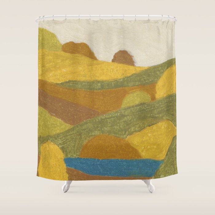 Golden Hills, Quiet Lake Shower Curtain Gallery Image 1