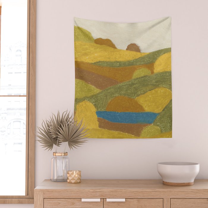 Golden Hills, Quiet Lake Wall Tapestry Gallery Image 2