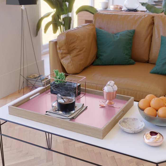 Bubble Gum Pink Solid Color Serving Tray Gallery Image 2