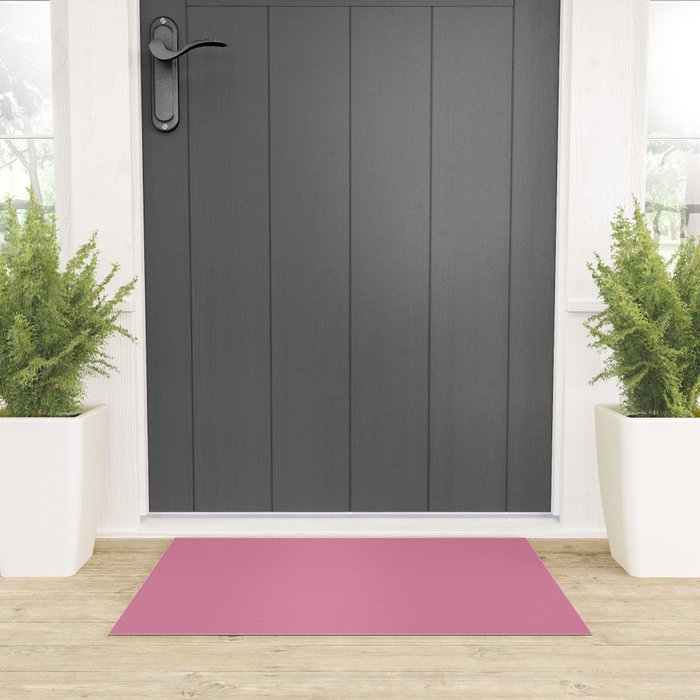 Bubble Gum Pink Solid Color Welcome Mat Gallery Image 3