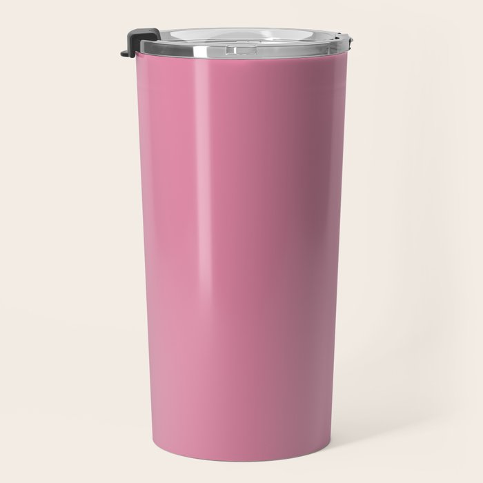 Bubble Gum Pink Solid Color Travel Mug Gallery Image 3