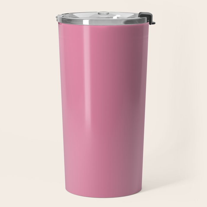 Bubble Gum Pink Solid Color Travel Mug Gallery Image 2