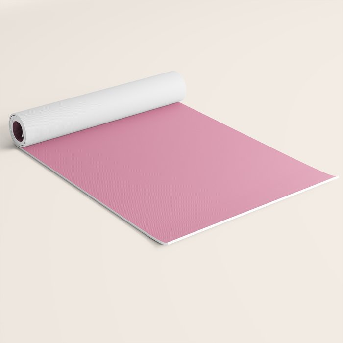 Bubble Gum Pink Solid Color Yoga Mat Gallery Image 2