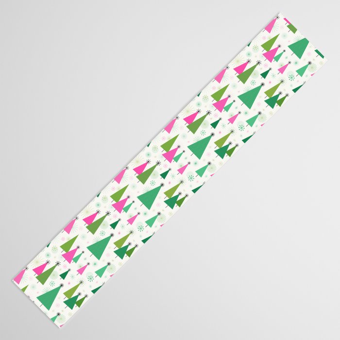 Mid-Century Modern Christmas Trees - Pink and Green Table Runner Gallery Image 3