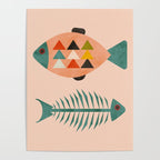 mid mod retro fishes pink Poster Gallery Image 4