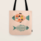 mid mod retro fishes pink Tote Bag Gallery Image 1