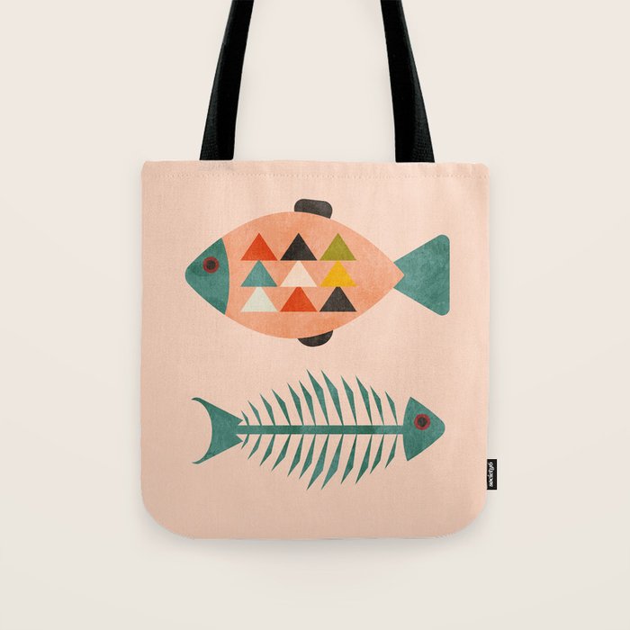 mid mod retro fishes pink Tote Bag Gallery Image 1