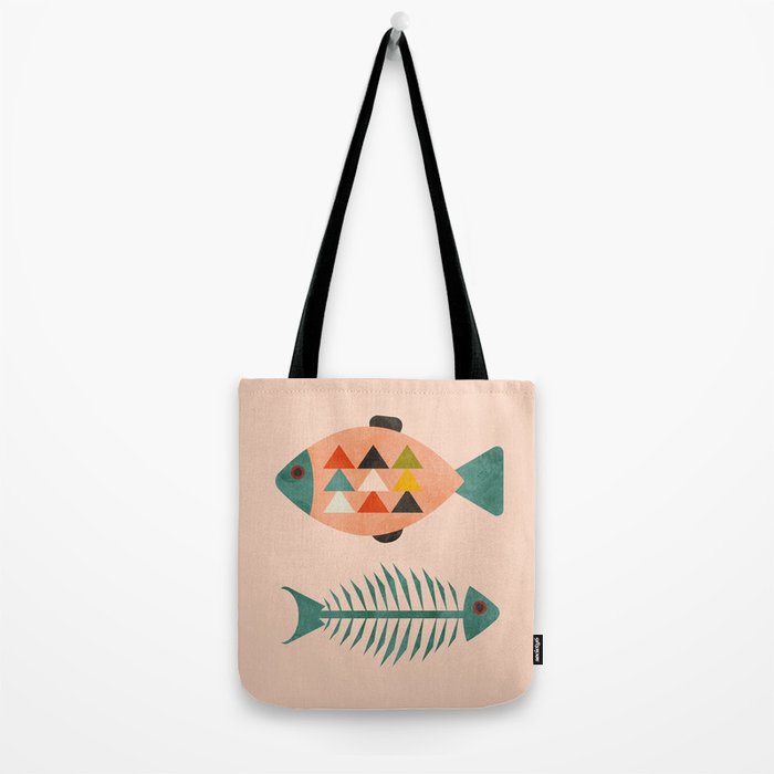 mid mod retro fishes pink Tote Bag Gallery Image 2