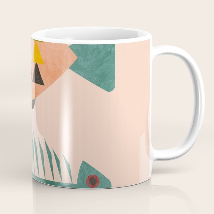 mid mod retro fishes pink Coffee Mug Gallery Image 1