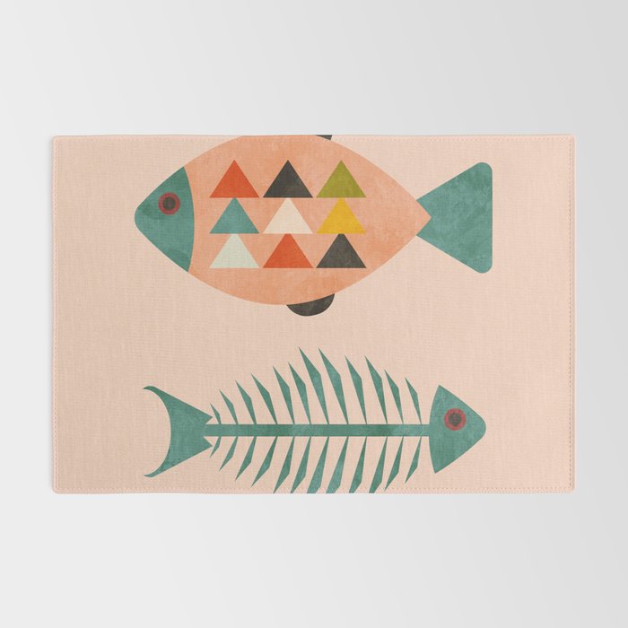 mid mod retro fishes pink Rug Gallery Image 2