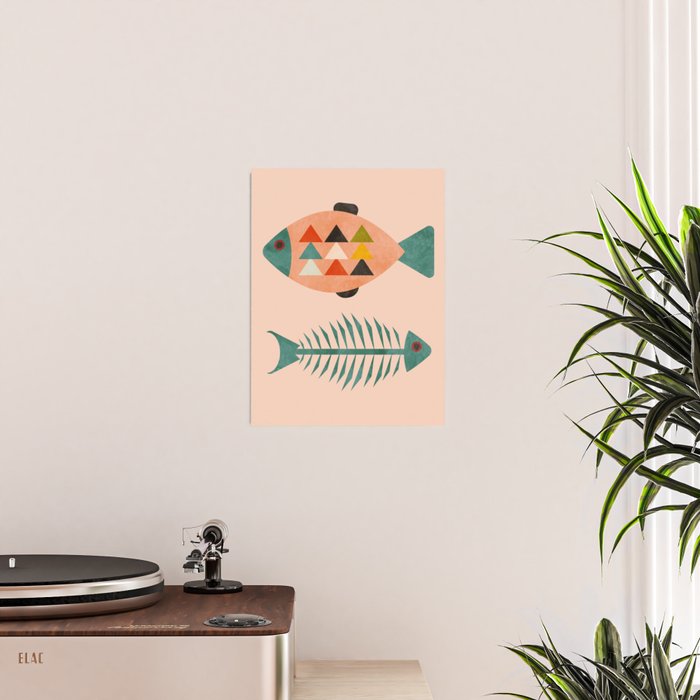 mid mod retro fishes pink Poster Gallery Image 2