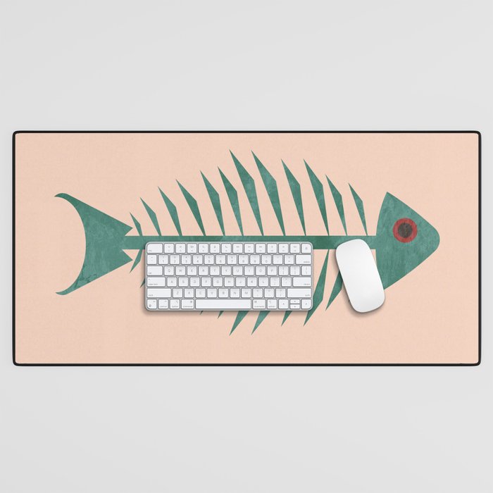 mid mod retro fishes pink Desk Mat Gallery Image 1