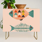 mid mod retro fishes pink Credenza Gallery Image 1