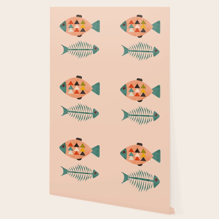 mid mod retro fishes pink Wallpaper Gallery Image 2