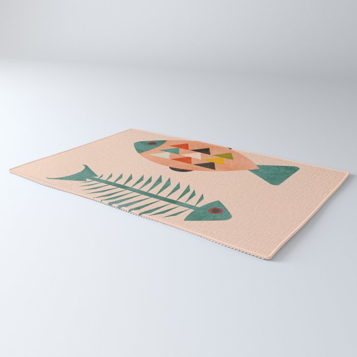mid mod retro fishes pink Rug Gallery Image 3