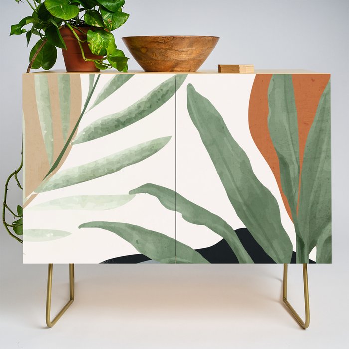 Abstract Art Tropical Leaves 10 Credenza Gallery Image 1