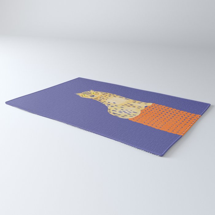 Relaxing Leopard - Orange and Very Peri Rug Gallery Image 3