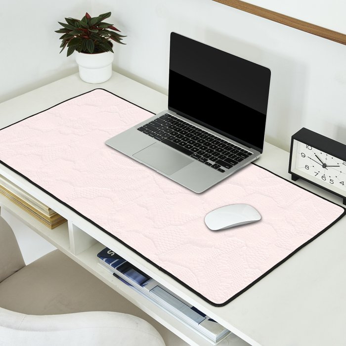 Elegant vintage blush pink french floral lace Desk Mat Gallery Image 2