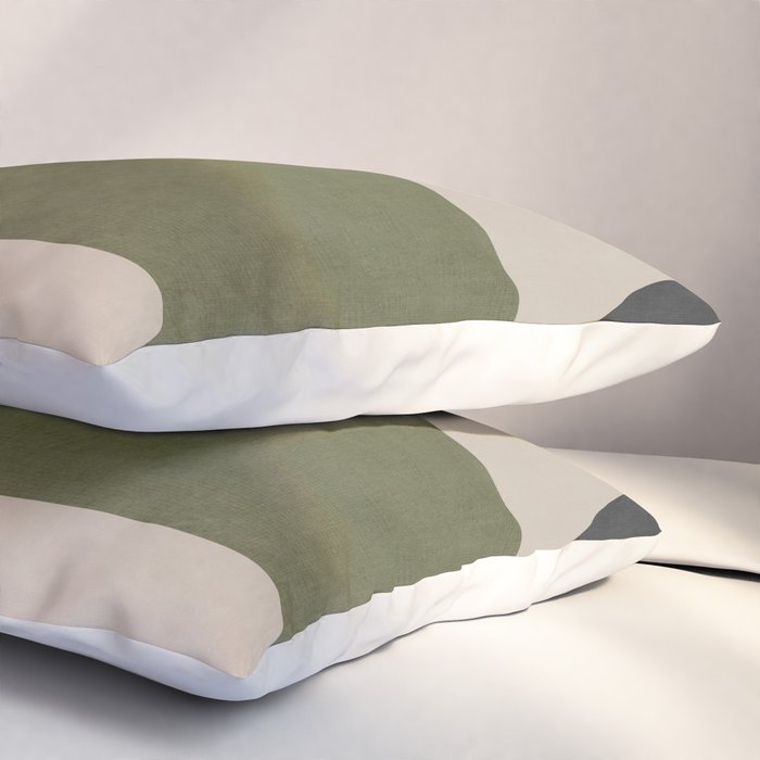 Abstract Minimalist Artwork Olive Green Black Pillow Sham Gallery Image 3