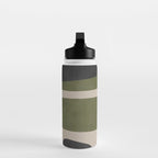Abstract Minimalist Artwork Olive Green Black Water Bottle Gallery Image 3
