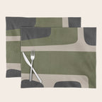Abstract Minimalist Artwork Olive Green Black Placemat Gallery Image 1