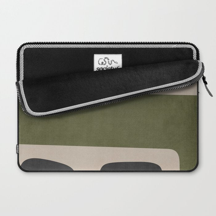 Abstract Minimalist Artwork Olive Green Black Laptop Sleeve Gallery Image 2