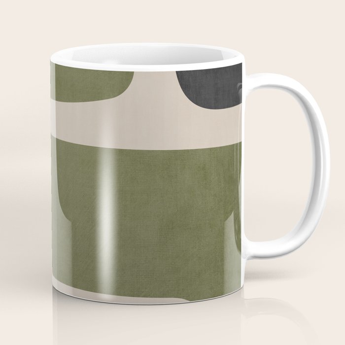 Abstract Minimalist Artwork Olive Green Black Coffee Mug Gallery Image 1