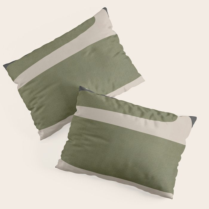 Abstract Minimalist Artwork Olive Green Black Pillow Sham Gallery Image 1
