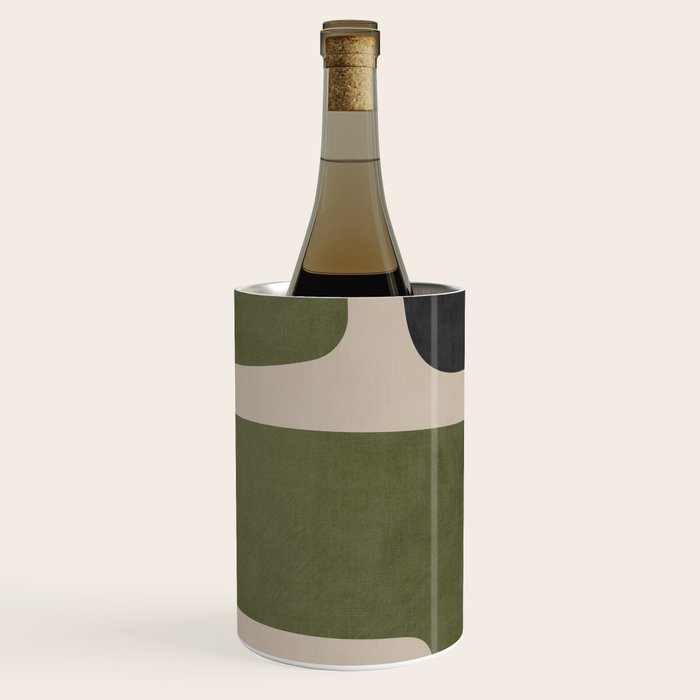 Abstract Minimalist Artwork Olive Green Black Wine Chiller Gallery Image 3