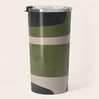 Abstract Minimalist Artwork Olive Green Black Travel Mug Gallery Image 3