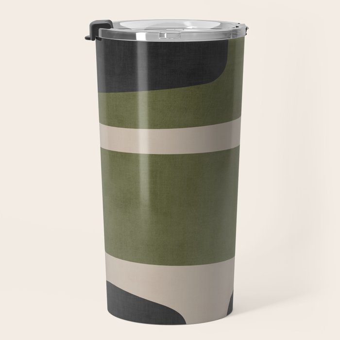 Abstract Minimalist Artwork Olive Green Black Travel Mug Gallery Image 3