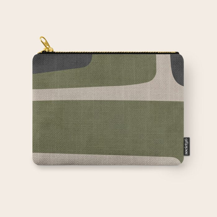 Abstract Minimalist Artwork Olive Green Black Carry All Pouch Gallery Image 1