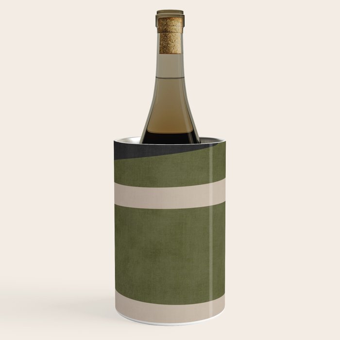 Abstract Minimalist Artwork Olive Green Black Wine Chiller Gallery Image 2