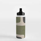 Abstract Minimalist Artwork Olive Green Black Water Bottle Gallery Image 2