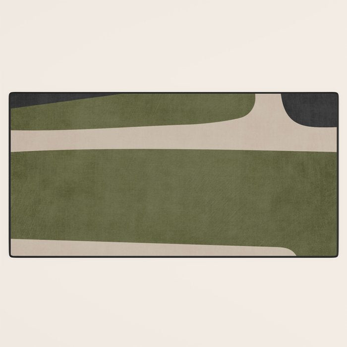 Abstract Minimalist Artwork Olive Green Black Desk Mat Gallery Image 3