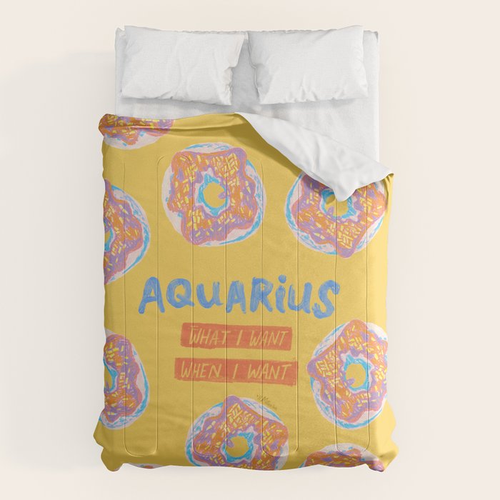Aquarius Confidence in Buttercup Yellow | Zodiac Series Comforter Gallery Image 1