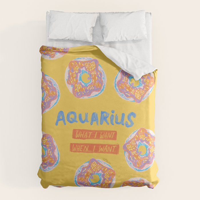 Aquarius Confidence in Buttercup Yellow | Zodiac Series Duvet Cover Gallery Image 1