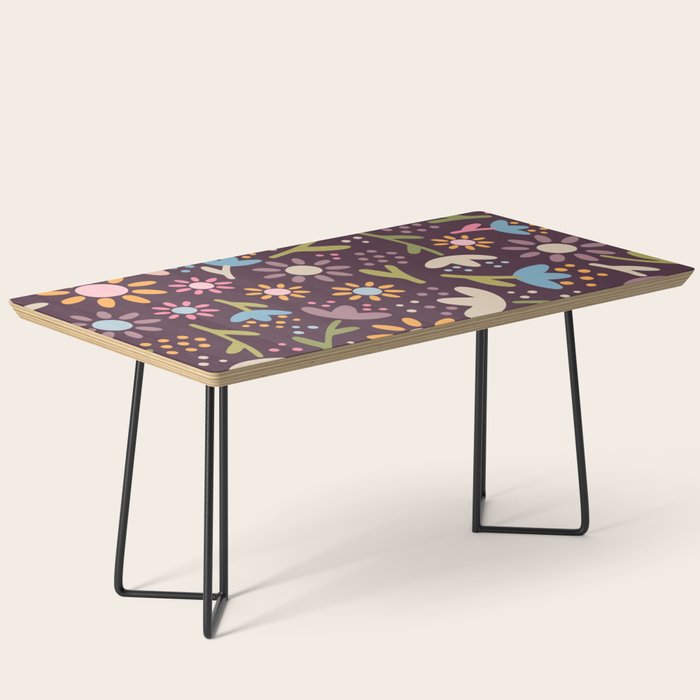 Ditsy Daisy Floral on Burgundy Coffee Table Gallery Image 1