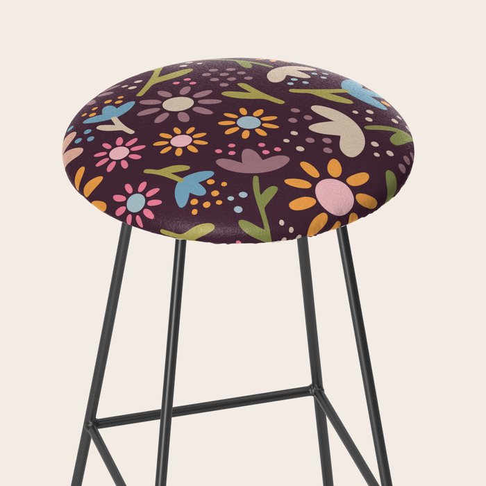 Ditsy Daisy Floral on Burgundy Stool Gallery Image 2