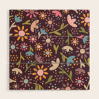 Ditsy Daisy Floral on Burgundy Wood Wall Art Gallery Image 1