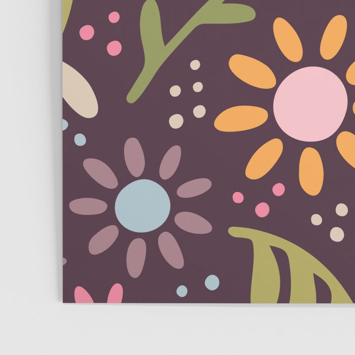 Ditsy Daisy Floral on Burgundy Poster Gallery Image 3